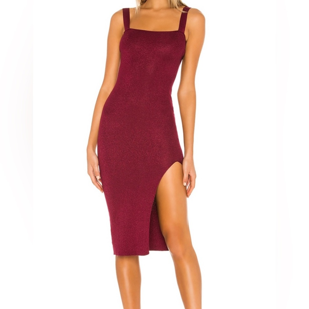 REVOLVE | Zoe Square Neck Dress | (burgundy)- SM